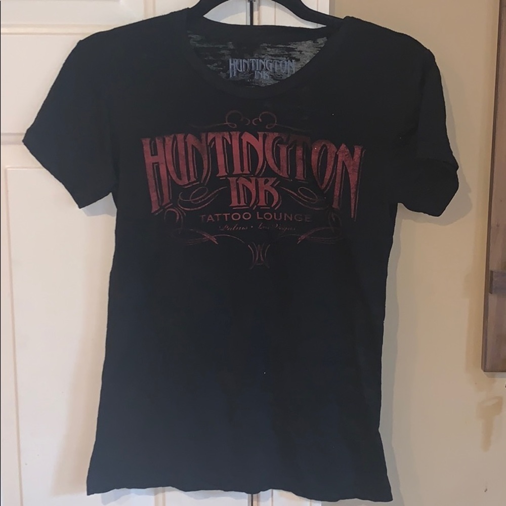 Vintage Cary Hart and Huntington ink burn out tattoo lounge Las Vegas t shirt
